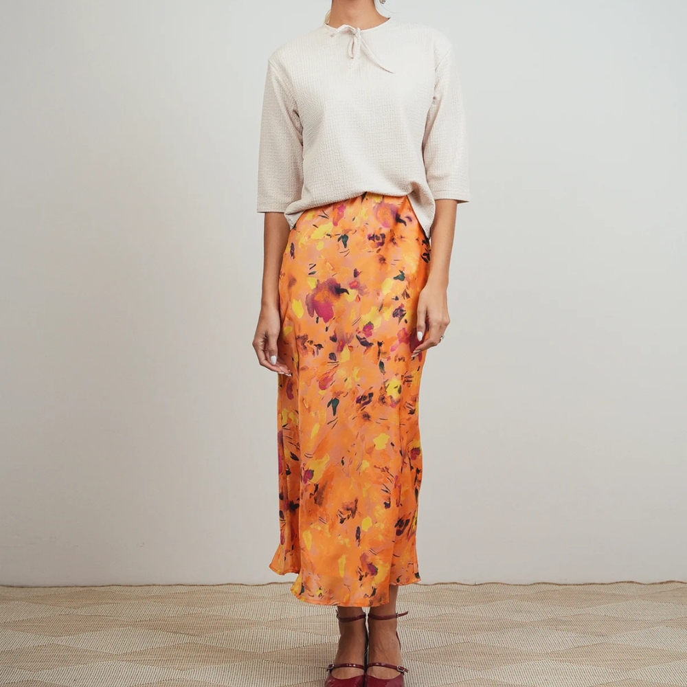 Print Elastic Waist Slip Skirt